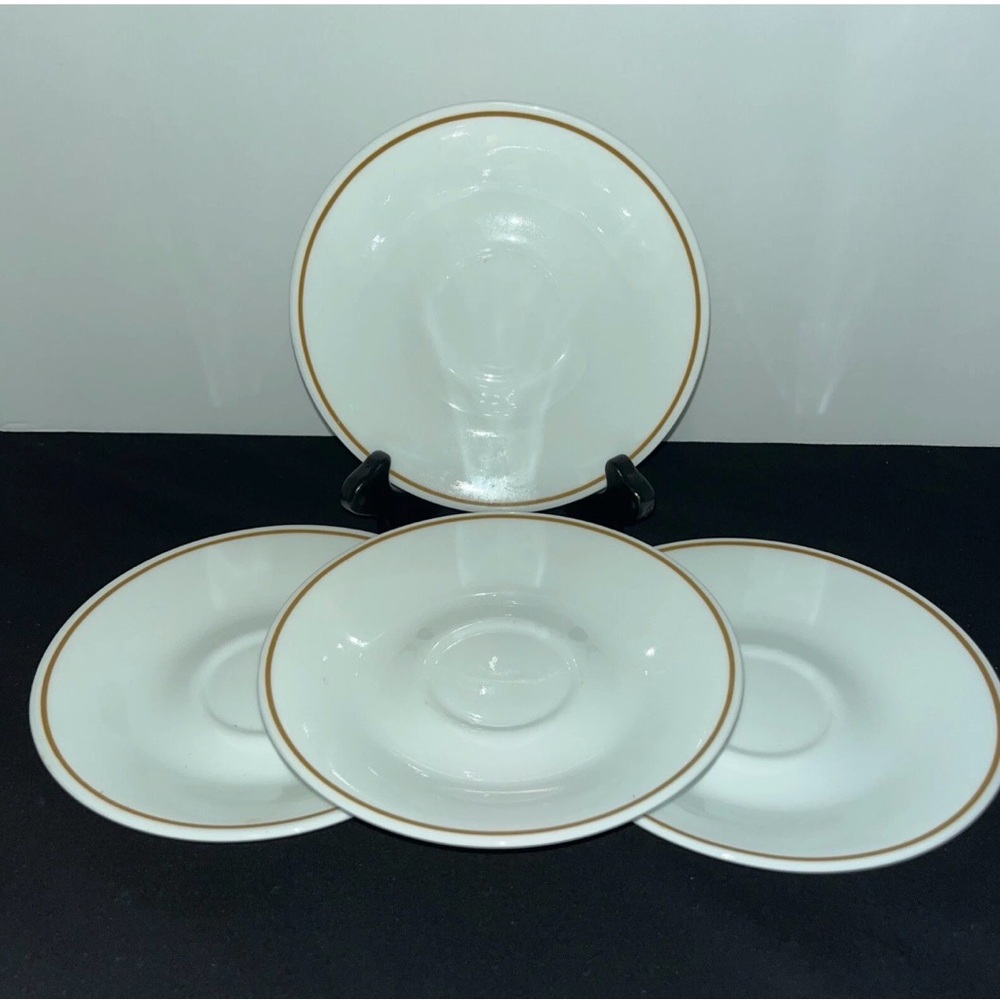 Vintage Corelle "Indian Summer" brown striped 6” Saucers, Set of 4